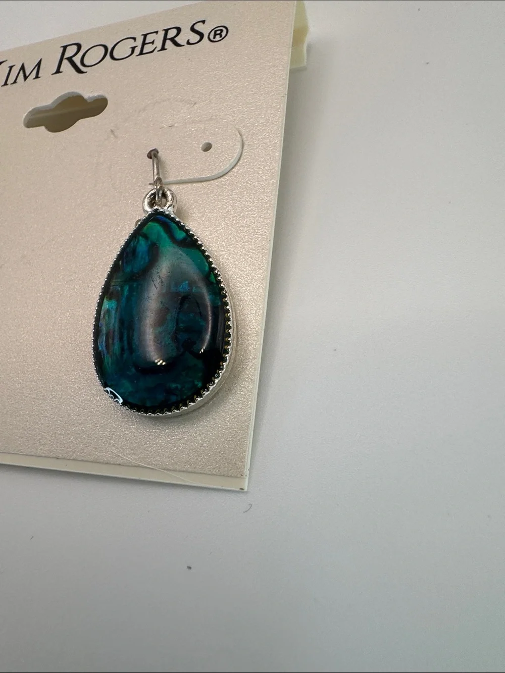 Kim Rogers Teardrop Dangle Earrings in Deep Teal and Aqua